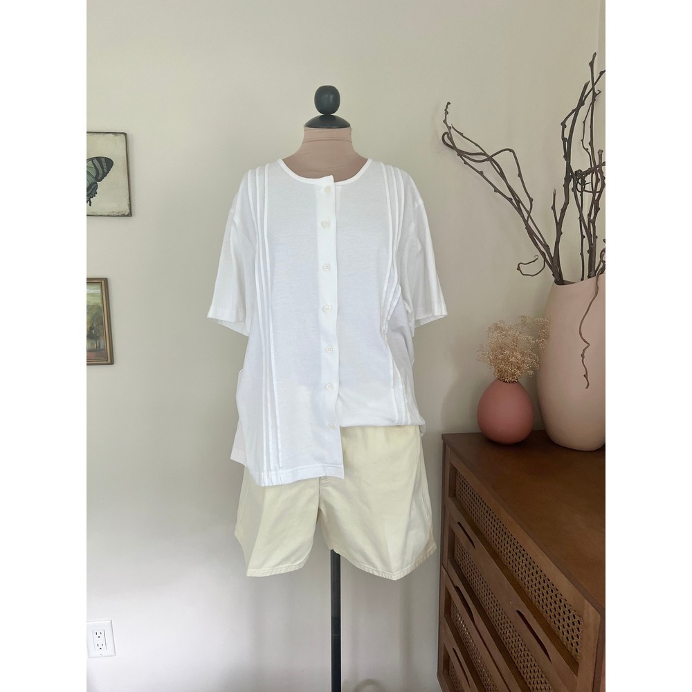 Vintage 90s Blair White Cotton Button Blouse